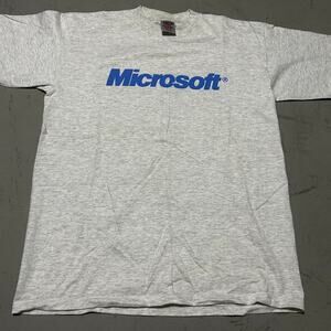 **Grey Oneita Vintage 90s Windows Microsoft Software Graphic T-Shirt**